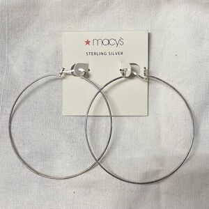 Sterling Silver Large Thin Hoop Earrings